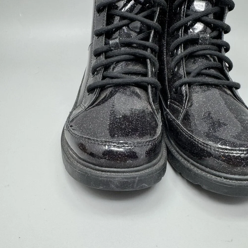 UGG Robley Youth Girls Black Glitter Zipper Lace Up Boots 1116377K Size 6